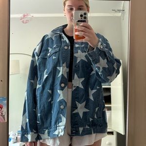 blue denim and white star jean jacket